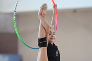 Ksenia Savinova during an exercise with a hoop during preparation training for the BRICS Games