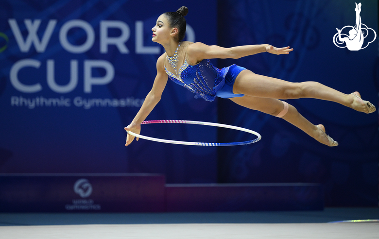 Lina Heleika during an exercise with hoop