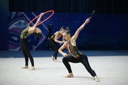 Team Australia during an exercise with hoops and clubs