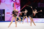 Moscow group gymnasts during their ribbon routine