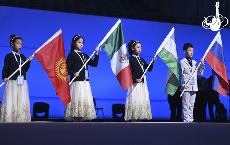 Participants of the celebration ceremony at the Sky Grace-2023 tournament in Beijing