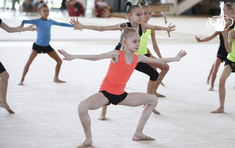 Gymnasts during choreography at the training camp