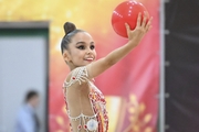 Eva Chugunova during an exercise with a ball