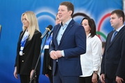 Altai Territory Minister of Sports Ivan Nifontov during the competition opening ceremony