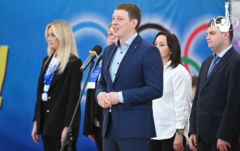 Altai Territory Minister of Sports Ivan Nifontov during the competition opening ceremony