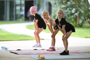 Young gymnasts during outdoor training