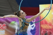 Gymnast during an exercise with a hoop