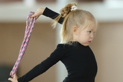 Young gymnasts during training