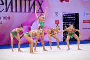 St. Petersburg group team gymnasts during their hoop exercise