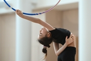 Eva Chugunovaduring an exercise with a hoop