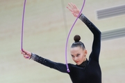 Gymnast during an exercise with a jump rope