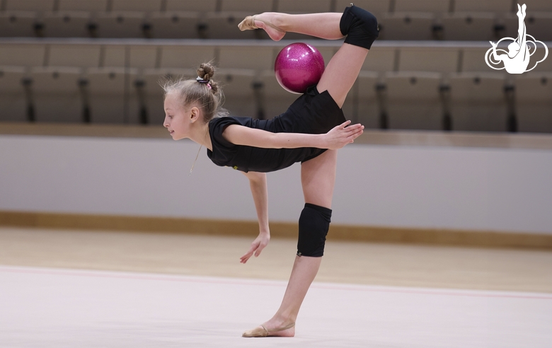 Sofia Smirnova during an exercise with a ball