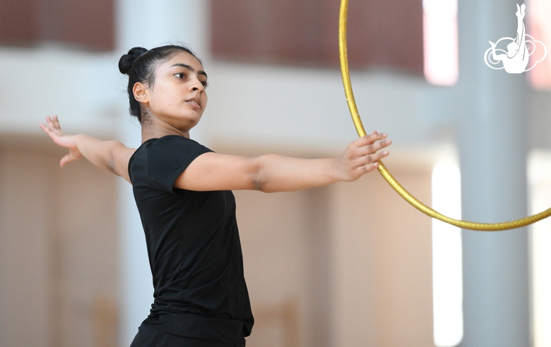 Gymnast Kimaya Karle during training at the Academy