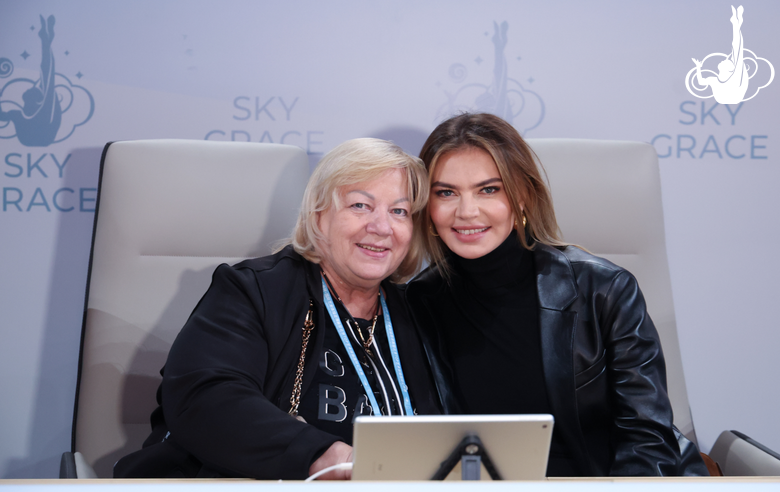 November 11, 2025. Head coach of the Belarusian national team Irina Leparskaya and Olympic champion Alina Kabaeva at the Sky Grace Cup International Tournament and Beijing Top Open 2025