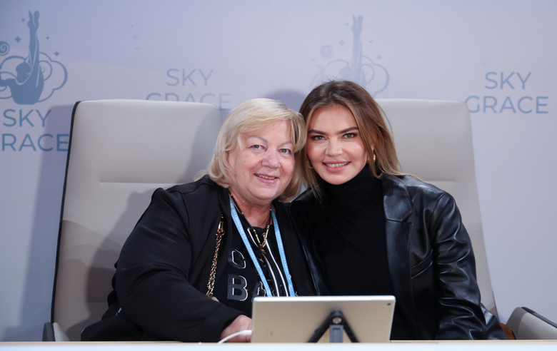 November 11, 2025. Head coach of the Belarusian national team Irina Leparskaya and Olympic champion Alina Kabaeva at the Sky Grace Cup International Tournament and Beijing Top Open 2025