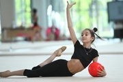 Eva Chugunova during an exercise with a ball