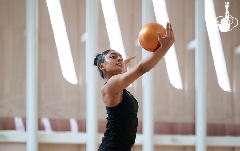 Gymnast Kimaya Karle during training