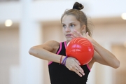 Jimena Dominguez during an exercise with the ball