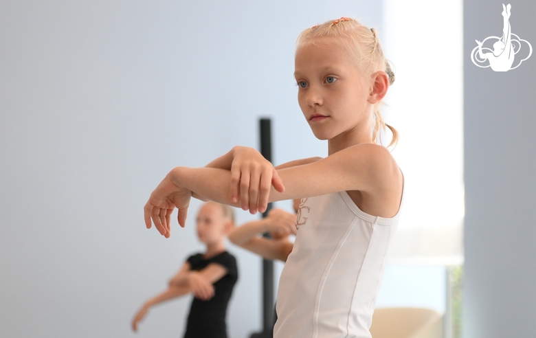 A gymnast during a dance class at the training camp in the Academy
