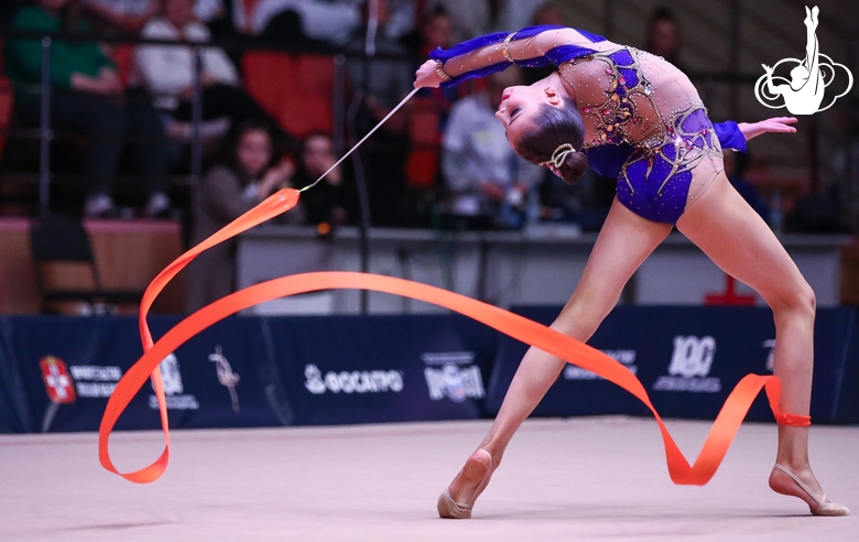 Karolina Tarasova (Russia) during the ribbon exercise