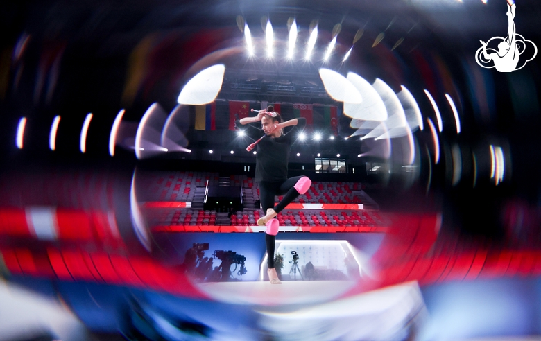 A gymnast during floor testing