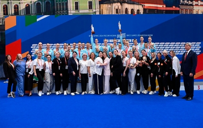 Alina Kabaeva’s gratitude to the coaches after the Sky Grace performance at the BRICS Games