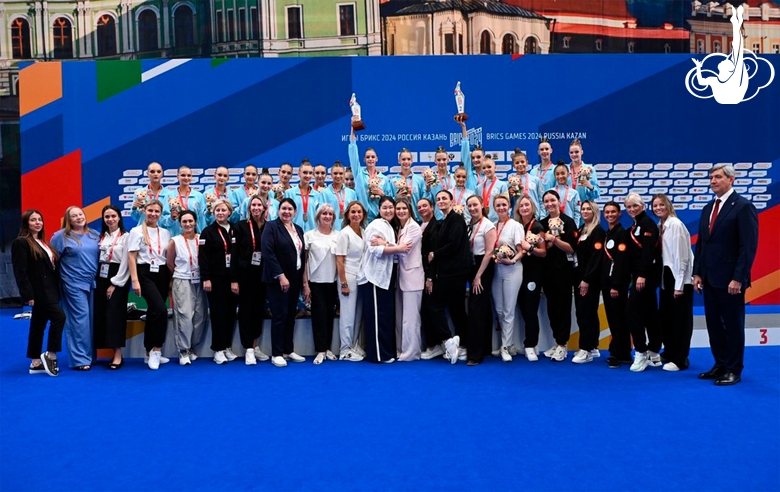 Alina Kabaeva’s gratitude to the coaches after the Sky Grace performance at the BRICS Games