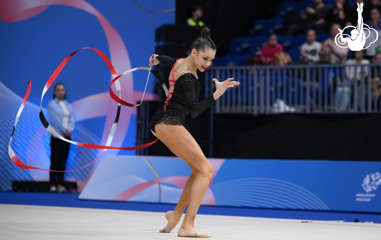 Ulyana Janus during an exercise with a ribbon