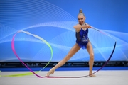 Eva Kononova during an exercise with a ribbon