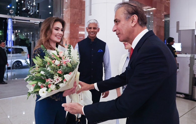October 28, 2026. Olympic champion Alina Kabaeva during a tour of the Nita Mukesh Ambani Cultural Centre