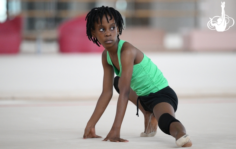 Gymnast Nkenko Sita Davina Chanselvi from the Republic of Congo during the exercise