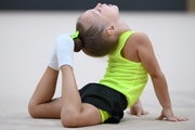 Young gymnast during training