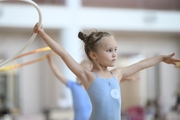 Young gymnast during training