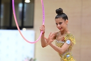 Karolina Tarasova during an exercise with a hoop