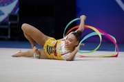 Geovanna Santos during an exercise with ribbon