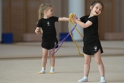 Young gymnasts during the workout