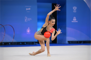 Nicole Rimarachin Diaz during an exercise with a ball