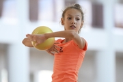 A gymnast during the ball exercise