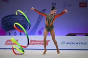 Ekaterina Sazonova during an exercise with a ribbon