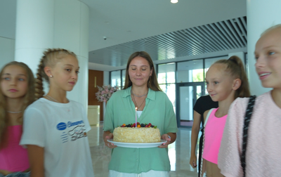 Academy students and coaches congratulated Cuban specialist Nely Borras with her birthday