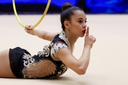 Gymnast during an exercise with a hoop