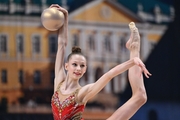 Gymnast during an exercise with a ball