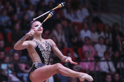 Elizaveta Zorkina (Belarus) during the clubs routine at EVGENIYA CUP