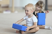 Young gymnasts during training