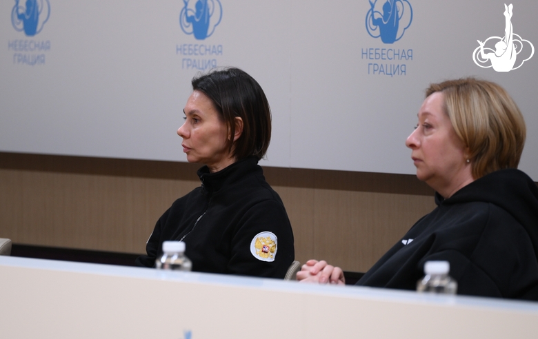 Choreographers Ekaterina Belova and Lyudmila Duganova during a control training session before the Russian Championship