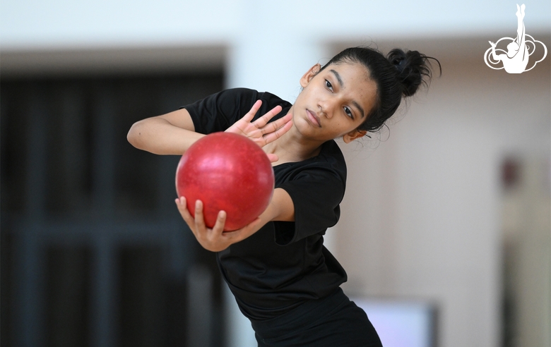 Gymnasts Aryaa Nitesh Kadam during training at the Academy