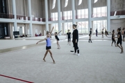 Young athletes working out at the training camp