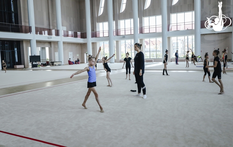 Young athletes working out at the training camp