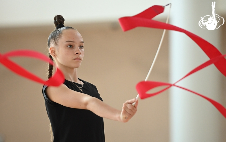 Gymnast from Belgorod  during an exercise with a ribbon