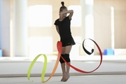 Ksenia Savinova during an exercise with a ribbon